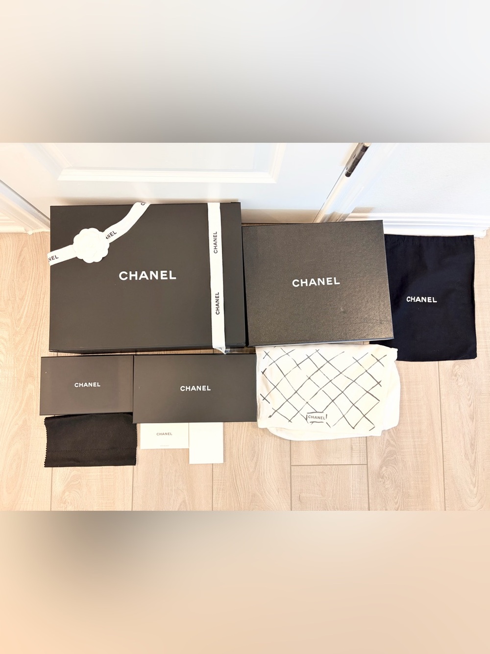 Auth CHANEL 6 PIECES Bundle 4 Boxes + 2 Dust Bags & Accessories - Picture 3 of 16